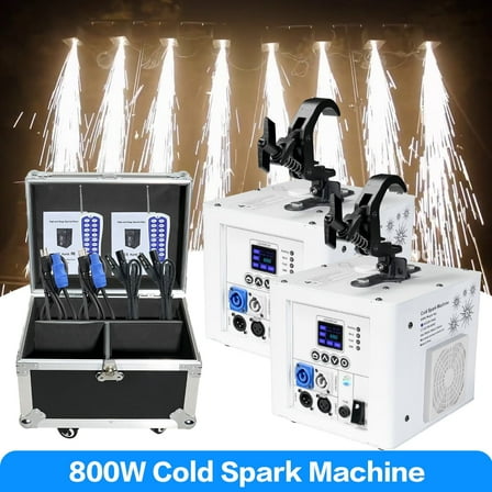 2Pack 800W Spray Down  Waterfall Sparkler Cold Spark Fountain Machine Remote DMX Control with Case