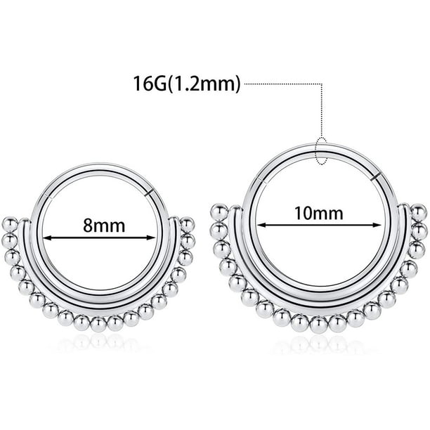 FFIY Septum Jewelry 16G Septum Ring Septum Piercing Unique Design Daith Piercing Jewelry 316L Surgical Steel Clicker HOPP Segment Hinged Nose Rings