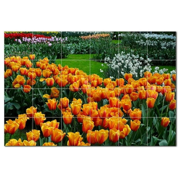 Flowers Ceramic Tile Mural Kitchen Backsplash Bathroom Shower, 402295-M64