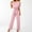 Pink #4, variant on Jumpsuit for Women Womens One Piece Jumpsuit Outfit Fashion Womens Rounk Neck Solid Summer Bandag Short Sleeve Pants Jumpsuit Red M