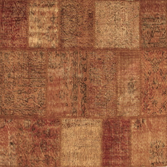 Ahgly Company Indoor Square Patchwork Brown Transitional Area Rugs, 5' Square