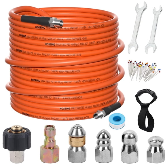 Kit de manguera para lavadora a presión y desagüe, 100 pies, 5800 psi