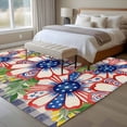 thumbnail image 5 of Independence Day Washable Area Rug 6 x 9 ft U. S. Flag Themed Graffiti Flowers Black Plaid, Soft Non Slip Rugs Stain Repellent Indoor Felt Carpet for Living Dining Room Bedroom Home Office, 5 of 9
