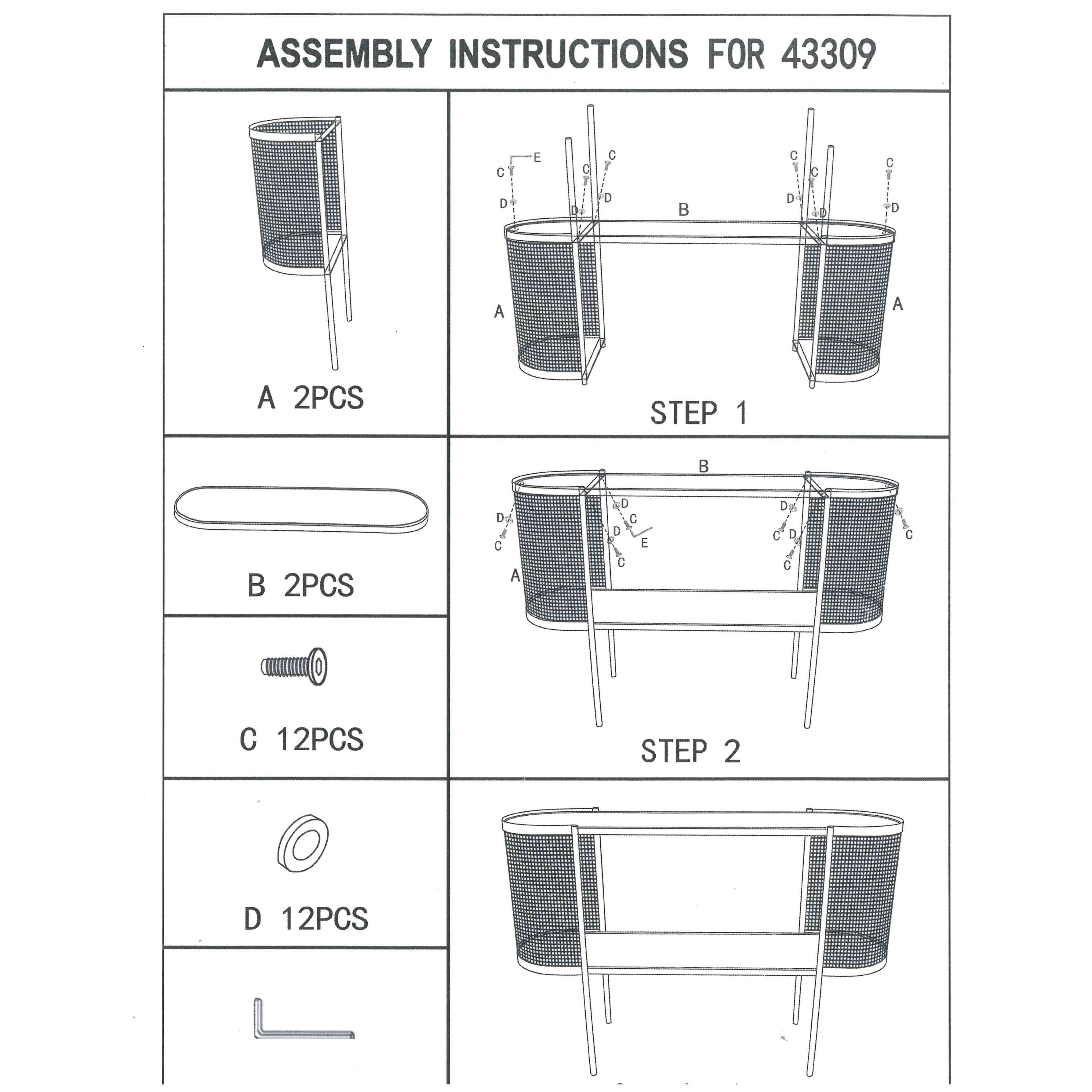 DecMode 47" x 32" Black Metal Mesh Side Panel 1 Shelf Console Table with Open Center Storage, 1-Piece