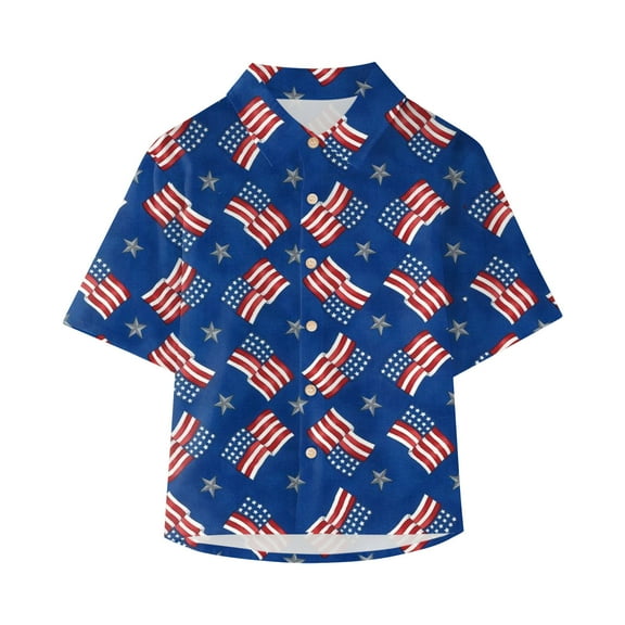 XXWXYD Independence Day Toddler T-Shirt American Flag Graphic Short Sleeve Top for Boys Girls Patriotic Pool Party & Family BBQ Celebration Outfit (11-12 Years,Blue)