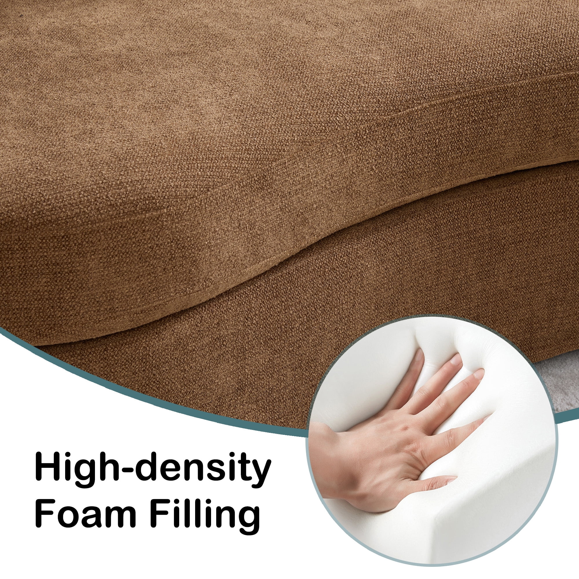 Arouseden 74" Curved Sofa for Small Spaces,Curved Loveseat Couch with 3 Cushions and 2 Throw Pillows,Chenille Loveseat with Curved Backrest,2 Seater Sofas Couch for Living Room(Curved/Camel)