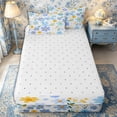 thumbnail image 4 of Meiyoeat Soft Daisy Letter C Zipper Full Size Comforter Sets with Fitted Sheet and 2 Pillowcases for Girls Toddlers, Floral Initial Zipper Bedding Set for Daily, Light Blue Yellow White,4pcs, 4 of 6