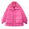 thumbnail image 2 of TrendVibe365 Womens Puffer Jackets and Coats Pink Long Sleeve Down Jacket without Hood Long Winter Coats Packable Warm Outerwear Solid Thick Coat Zip Winter Clothes with Pockets 2023 Overcoat, 2 of 7