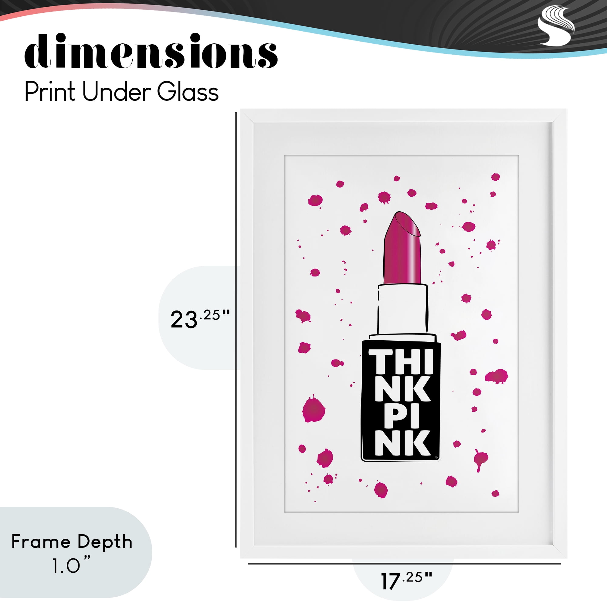 Stupell Industries Think Pink Lipstick White Framed Print Under Glass, design by Martina Pavlova