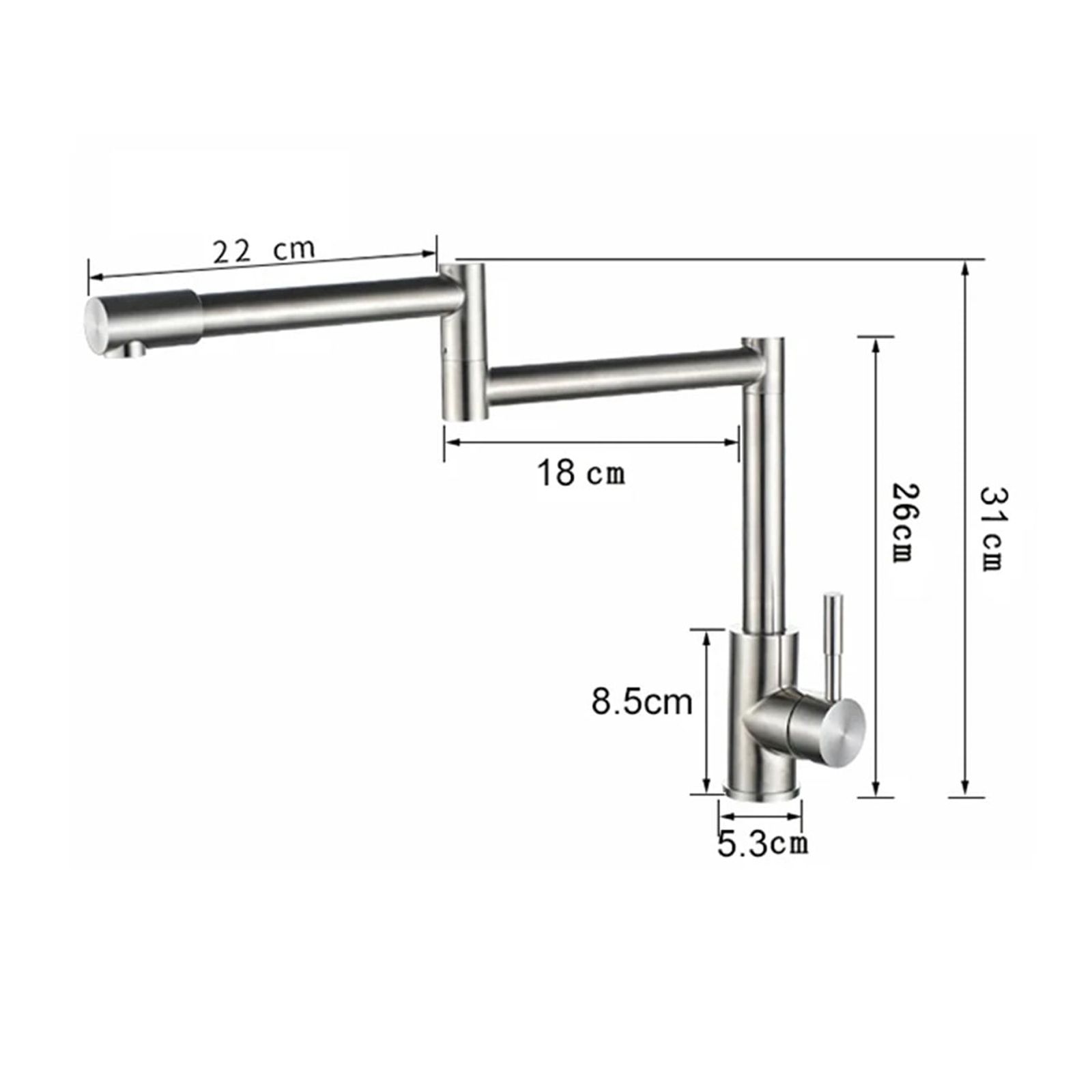 304 Stainless Steel Lead-free Folding Kitchen Faucet,Mixer 360 Degree Swivel Single Handle Nickel Kitchen Sink Basin Taps ,Versatile Features