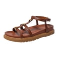 thumbnail image 6 of HEWUQI Dressy Flat Sandals for Women 2026 Summer Comfortable Slip on Leather Slides Casual Open Toe Ankle Strap Vacation Walking Beach Shoes Brown Size 8, 6 of 6