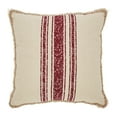 thumbnail image 2 of VHC Brands Farmhouse Holiday Pillows & Throws-Vintage Burlap Stripe White 18" x 18" Pillow, Red, 2 of 5