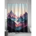 thumbnail image 5 of Fsddascl Farmhouse Mountain Shower Curtain Set - Long 72" x 84" Washable Bathtub Curtain with 12 Hooks, Country Cabin Nature Sunrise Forest Waterproof Fabric Stall Shower Curtains for Bathroom, 5 of 6
