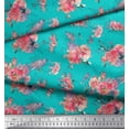 thumbnail image 2 of Soimoi Green Cotton Duck Fabric Ranunculus & Roses Floral Print Fabric by Yard 44 Inch Wide, 2 of 3