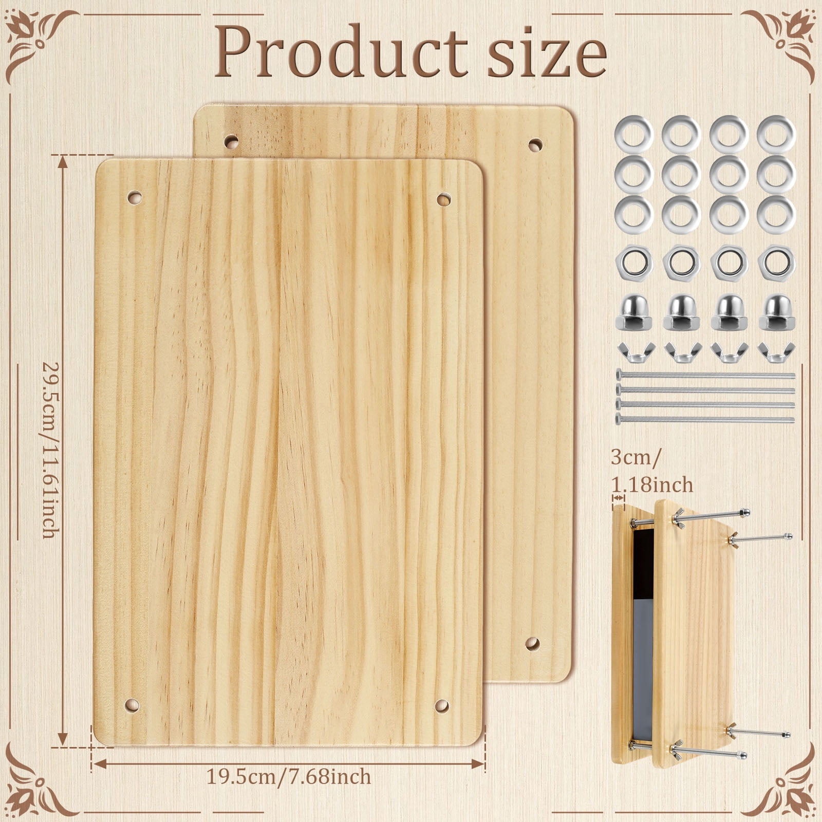 Bamboo Wood Book Binding Press Flower Press Book Press Machine Multifunctional Bookbinding Press for Bookbinding and Flower Pressing,11.6x7.7in