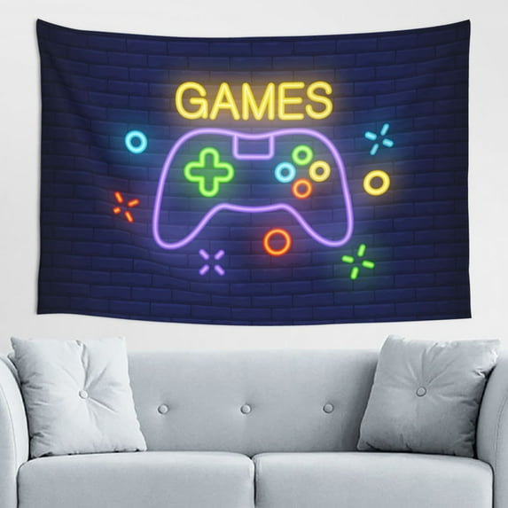 DouZhe Neon Game Controller Games Zone Tapestry Wall Hanging Tapestries Dorm Room Home Decor, 60" x 40"