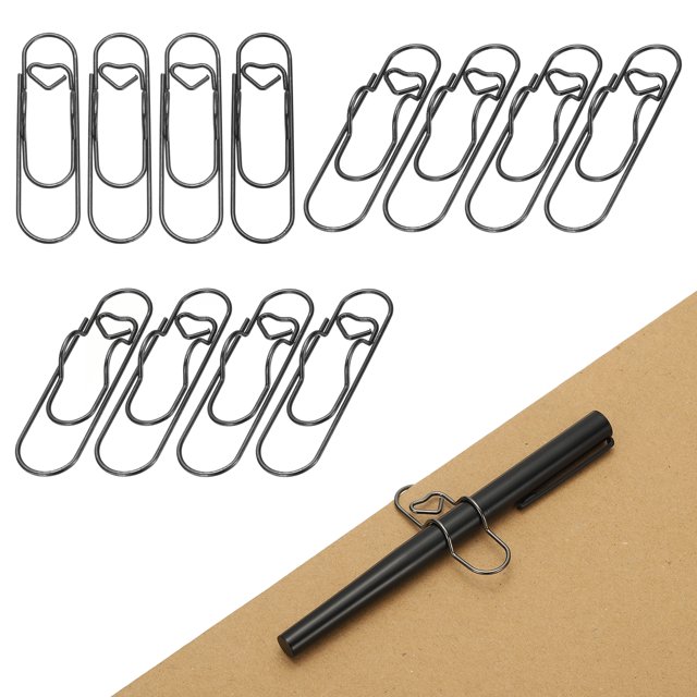 Uxcell 12Pcs Clips para Sujetar Lápices, Lindos Clips en Forma de Corazón Negro Claro