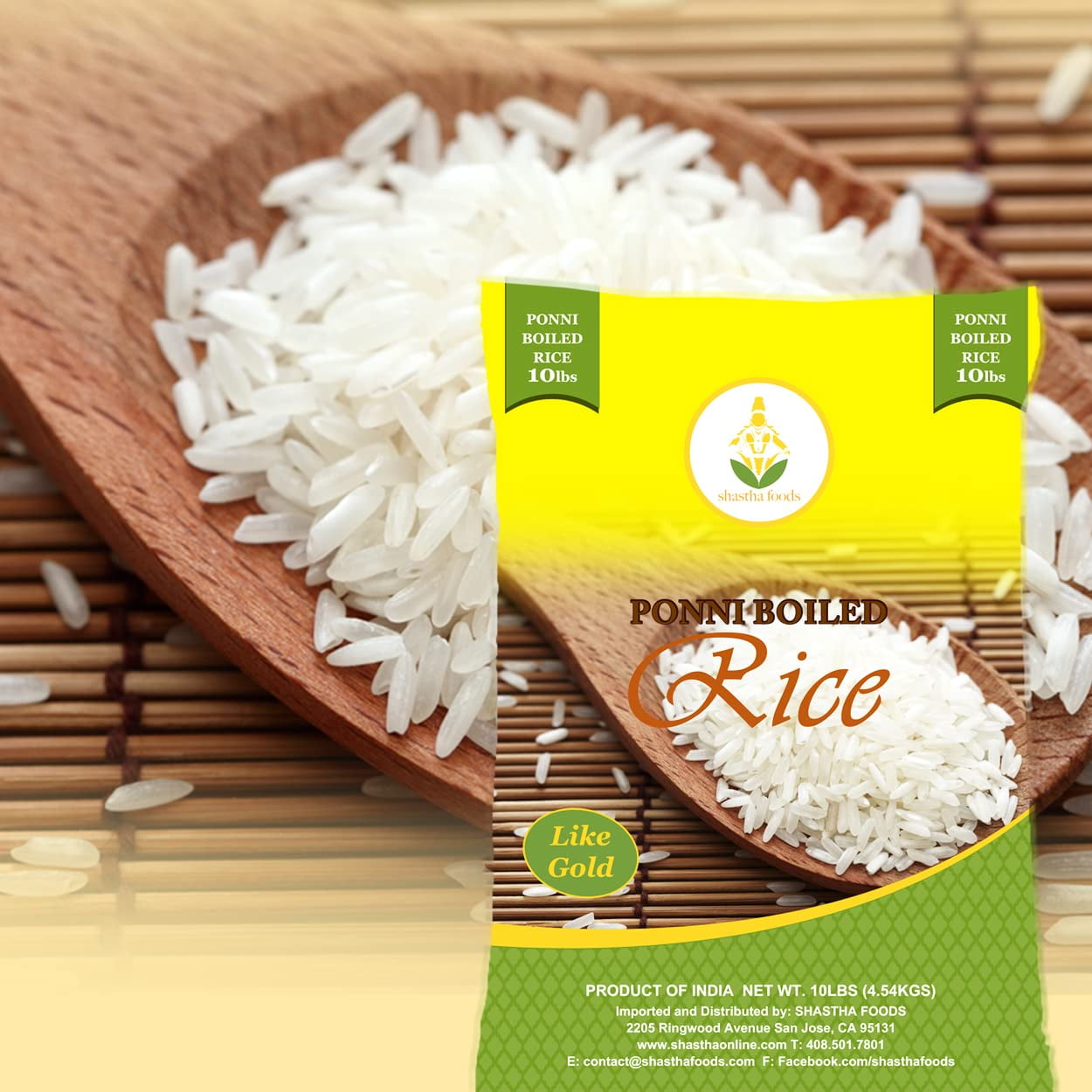 Shastha Ponni Boiled Rice, 10 lbs (pack of 1), Vegan