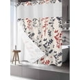 thumbnail image 3 of No Hook Shower Curtain with Snap-in Liner, Grey Red Botanical Waterproof Fabric Bathroom Curtains, Rustic Country Spring Floral Summer Leaf Bath Curtains & Mesh Top Window 66"x72", 3 of 9