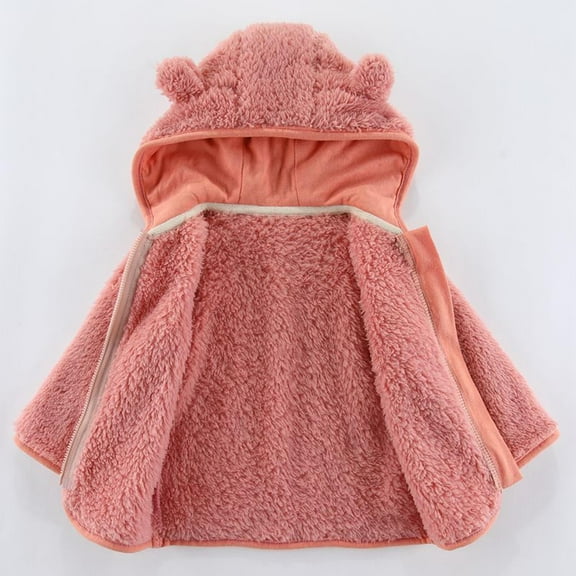 purcolt Newborn Infant Baby Girls Boys Winter Fleece Jackets Cute Bear Ears Hooded Flannel Coat Toddler Kids Warm Thick Outerwear