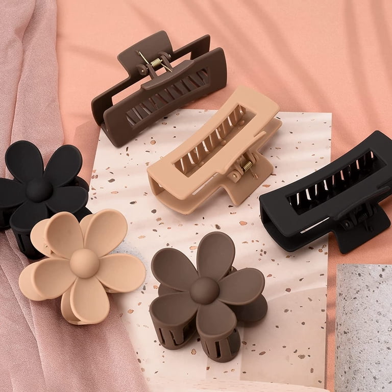 6 Pack 4.1 Inche Large Rectangle Hair Claw Clips Matte  display picture 1