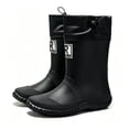 thumbnail image 5 of Women's PVC Mid Calf Drawstring Rain Boots Non Slip Deep Tread Sole Gardening Shoes Solid Color for Backyard Planting Rainy Field Trips Black 46, 5 of 6