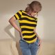 thumbnail image 3 of Balery Bee Stripe Body de cuello redondo de manga corta para mujer Tops de manga corta Tops básicos-X-Large, 3 of 7