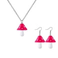 thumbnail image 1 of Boucles d'Oreilles Stéréo à Pois Champignon Pendentif Collier Ensemble-Rouge, 1 of 8