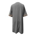 thumbnail image 4 of QUYUON V Neck Dress for Women Casual Summer Short Sleeve Elbow-Length Beach Sundress Solid Color Loose Blouse Shirt Dress Vintage Midi Length Dress Style D-2338 Gray XXXL, 4 of 5