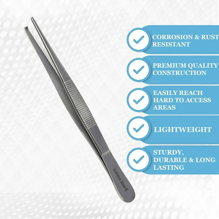 Stainless Steel Tweezers Large Lengthened Round Head With Anti