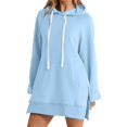 thumbnail image 1 of Vestido vintage de manga larga con estampado navideño para mujer - Sudadera con capucha midi informal con bolsillos - Poliéster - S-XXL, 1 of 7