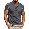 thumbnail image 2 of SROBPTY Mens Summer Shirts, Short Sleeve T Shirts for Men, Mens Casual Solid Button Crew Neck Short Sleeve T Shirts Dark Gray,M, 2 of 3