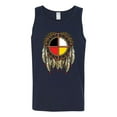 thumbnail image 2 of Wild Bobby, Medicine Wheel Dreamcatcher Native American Pop Culture Mens Graphic Tank Top, Navy, X-Large, 2 of 3