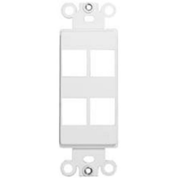 Morris Products 88118 Plaque Murale Décorative pour Keystone Jacks et Inserts Modulaires Quatre Ports Blanc