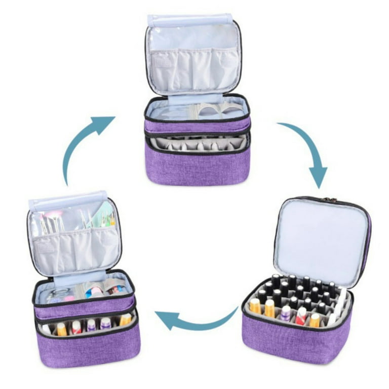 Nail Polish Organizer Case, Double-Layer Nail Polish Storage with  Adjustable Dividers, Portable Nail Polish Bag for Nail Gel Nail Lamp and  Manicure
