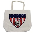 thumbnail image 1 of USA Shopping Bag, National Team Themed Soccer Emblem Design Stars and Vertical Stripes, Eco-Friendly Reusable Bag for Groceries Beach and More, 15.5" X 14.5", Cream, by Ambesonne, 1 of 2