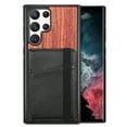 thumbnail image 1 of Mantto Case for Samsung Galaxy S22 Ultra 6.8 inch 5G, Wooden Texture Kickstand Holder Lightweight Magnetic Credit Card Photo Slot Back Phone Case Cover for Samsung Galaxy S22 Ultra 6.8 inch, Rosewood, 1 of 9