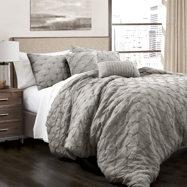 Lush Decor Ravello Set Letto Matrimoniale 5 Pezzi - Trapunta Shabby Chic Con Cuscini - 5