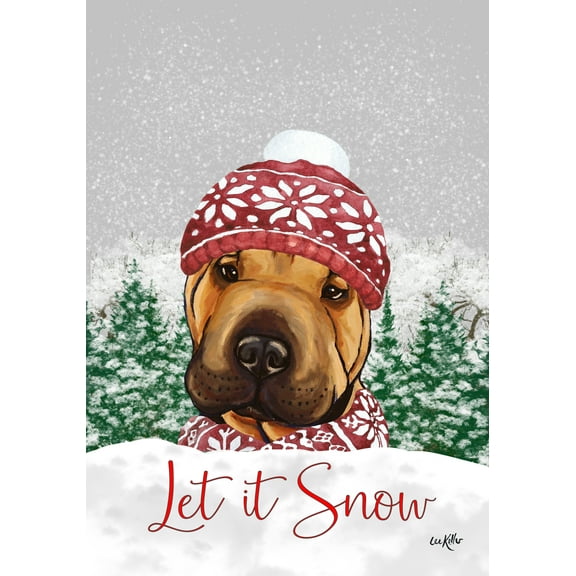 Shar Pei  - Hippie Hound Studios Let it Snow Christmas Garden Flag