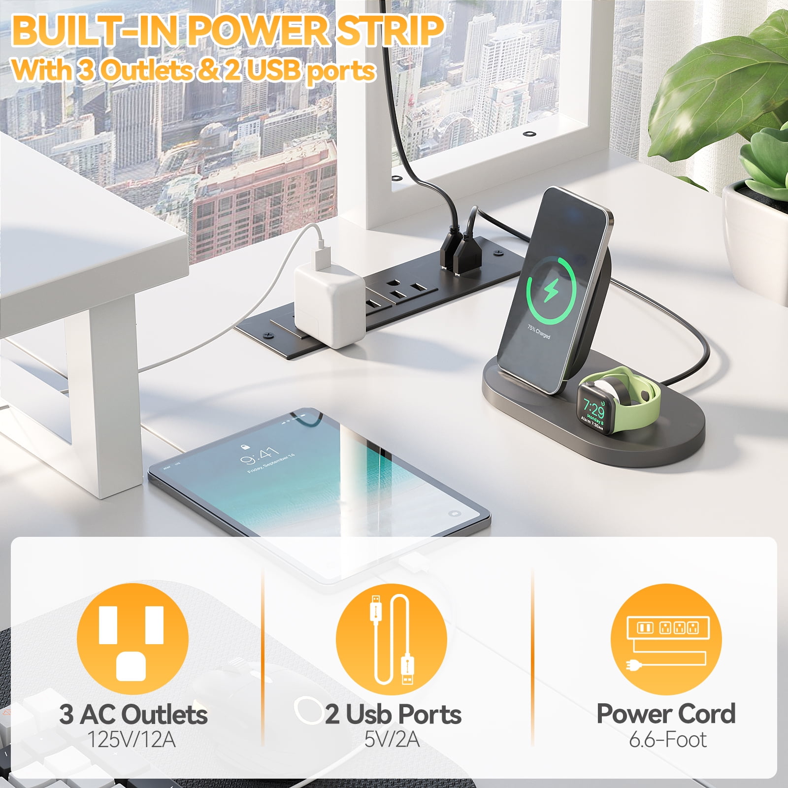 Homieasy L Shaped Computer Desk with Power Outlets & LED Lights, Ergonomic Gaming Desk with Monitor Stand & Storage Shelf, Reversible Corner Desks Home Office Desk with Storage Bag, White