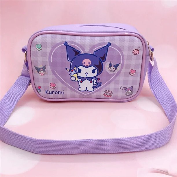 Sanrio Kawaii Cinnamon Roll Kuromi My Melody Pu bolso de hombro impermeable, bolsa cuadrada pequeña de almacenamiento