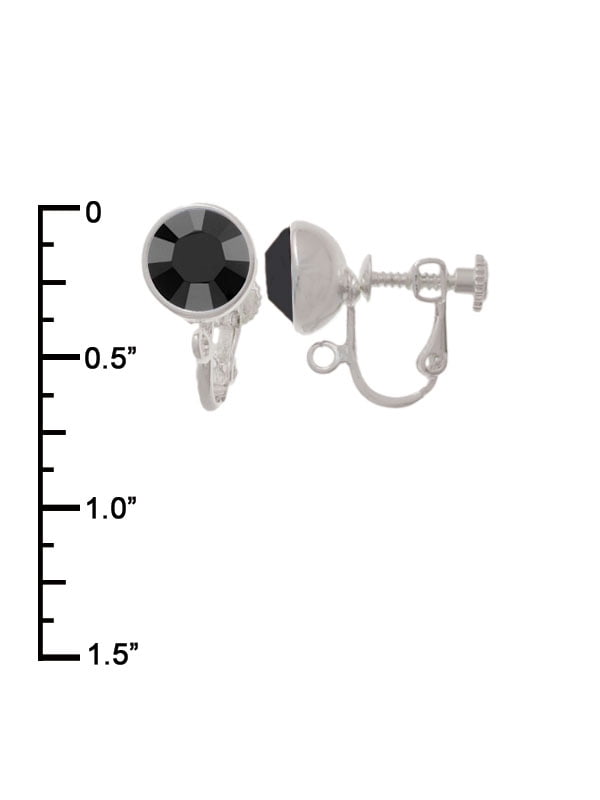 Delight Jewelry Silvertone Half Marathon - 13.1 with Clear Crystal Black Crystal Clip on Earrings