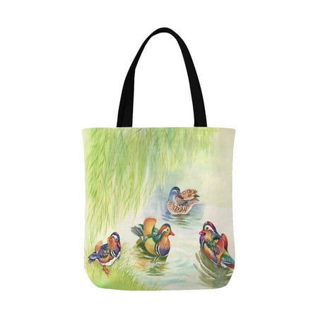HATIART Geese Flock Swimming on Pond Watercolor Canvas Reusable Tote ...
