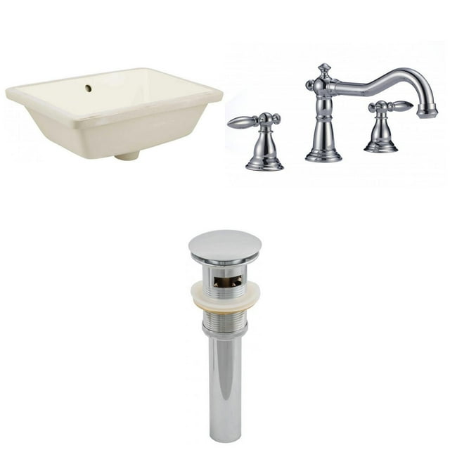 18.25-in. W CUPC Rectangle Bathroom Undermount Sink Set In Biscuit - Chrome Hardware - Overflow Drain Incl. AI-13011