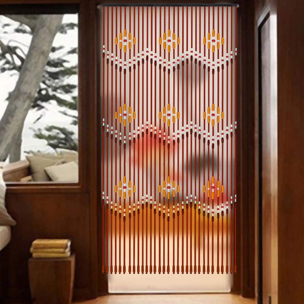 Beaded Curtain Wood and Bamboo Door Beads Curtain Room Divider Doorway Hanging Curtain for Doors Window Hallway Entrance 35.4x86.6inch