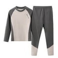 thumbnail image 2 of UQJfacai Boys Thermal Underwear Sets Color Block Raglan Crewneck Long Sleeve Top Bottoms Warm Winter Fleece Lined Two Piece Outfits 2-17 Years, 2 of 3
