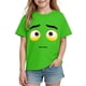 thumbnail image 5 of Blusas y camisas de manga corta con cuello redondo para niños y niñas, color liso, con estampado de expresión linda, manga corta, holgadas y cómodas, blusa para niña, 5 of 6