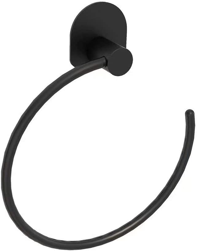 STORKING Towel Ring Matte Black Hand Towel Holder for Bathroom and