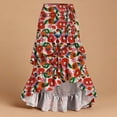 thumbnail image 2 of YAYUBA Womens Layered Ruffle Skirt High Low Asymmetrical Hem Midi Skirt Drawstring Waist A Line Flowy Halloween Skirt, Multicolour, 2 of 3