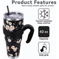 thumbnail image 2 of Floral Tumbler, Daisy Gifts for Women Girls, 40 Oz Daisy Tumbler with Handle and Straw, Floral Gift, Flower Daisy Water Bottle Coffee Travel Mug Cup Drinking Glasses, Flower Daisy Decor Accessories, 2 of 6